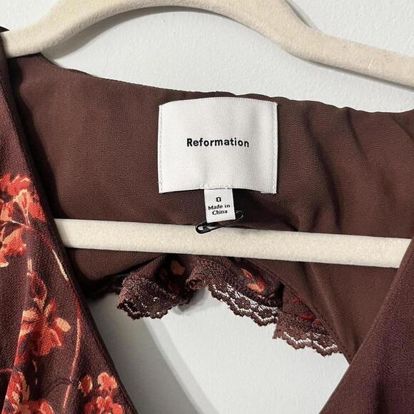 Reformation Evra Lace Trim Georgette Midi Dress - Picture 3 of 6